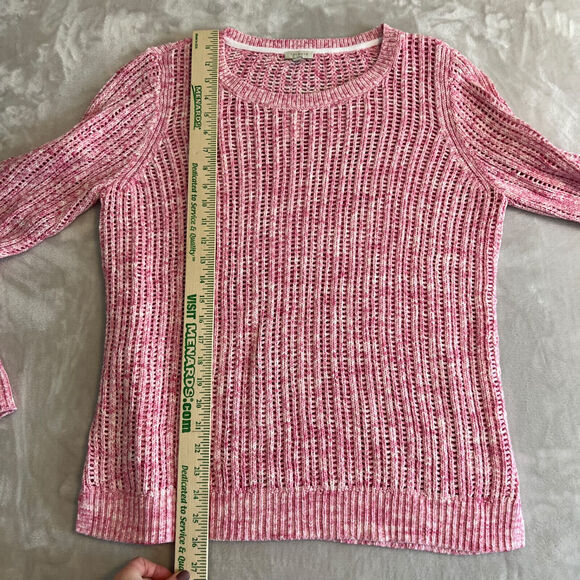 Talbots Sweater Womens Large Pink Open Knit Pullover Beach Cotton Preppy NWT - Picture 8 of 11